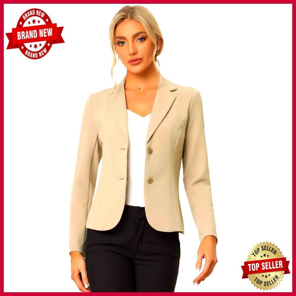 Stretch Knit Blazer Notch Lapel Collar Work Office Business Casual Jacket